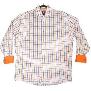 Robert Lewis XXL Downtown Contemporary Fit Rainbow Plaid Dress Shirt Flip Cuff